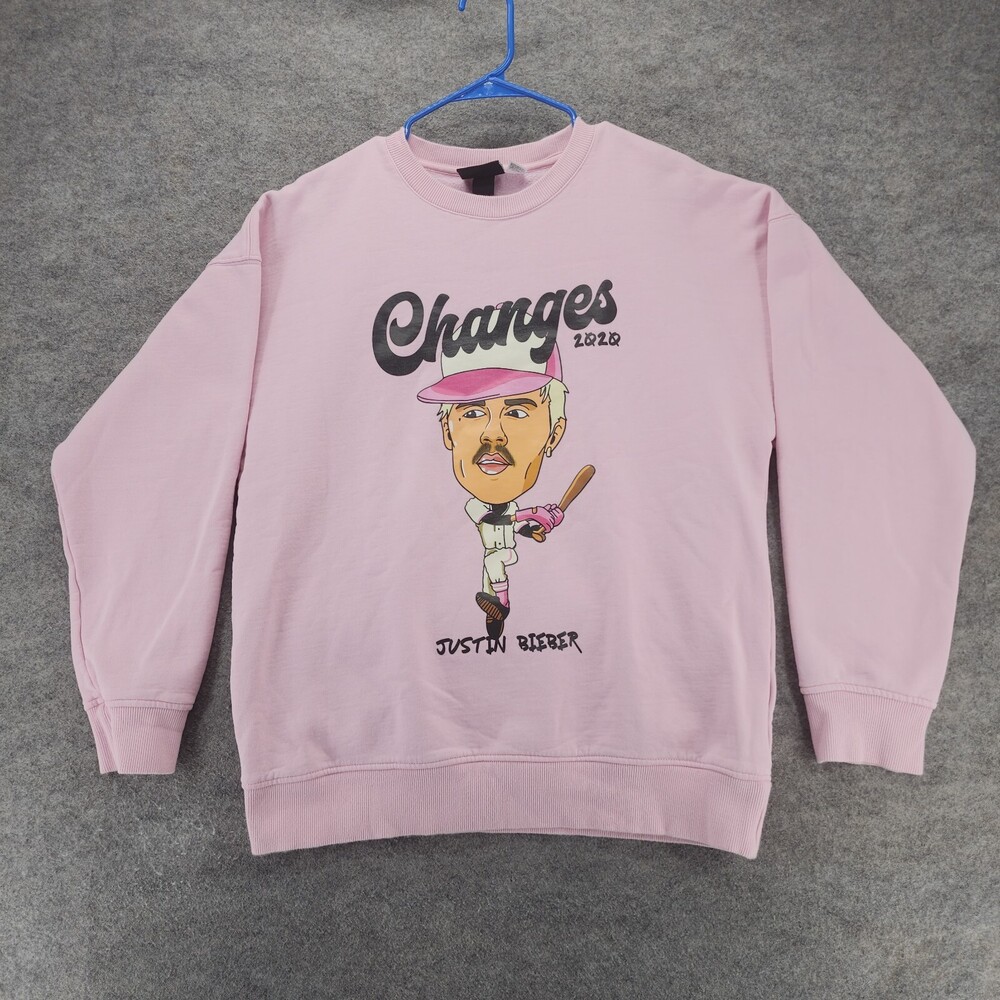 Justin Bieber H&M Sweatshirt Womens Medium Pink Changes 2020